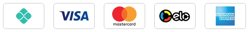 Formas de pagamento aceitas: Pix, Visa, Mastercard, Elo e American Express