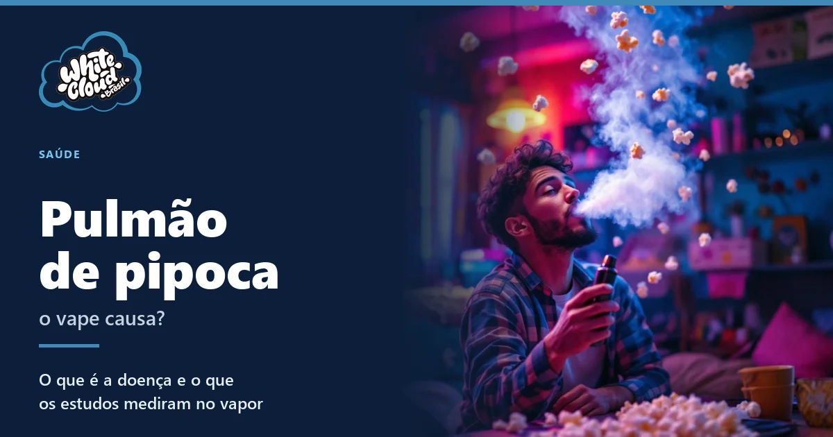 Homem soltando vapor com pipoca voando ao redor