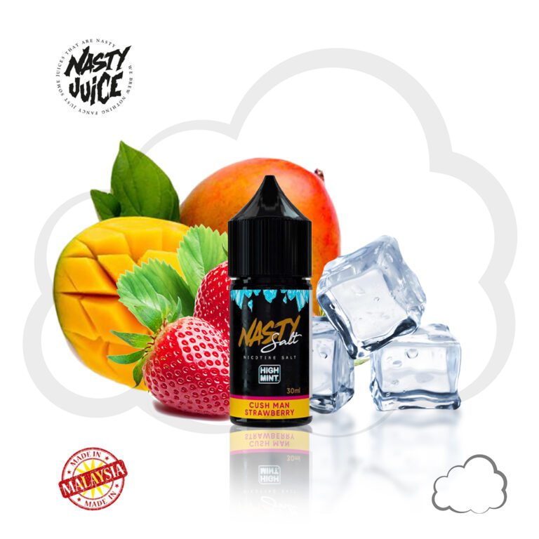 Nicsalt Nasty Cush Man Mango Strawberry (High Mint), frasco de 30 ml