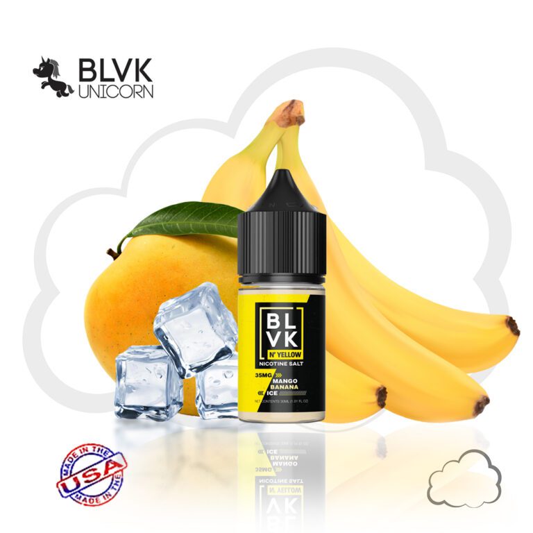 Nicsalt BLVK Yellow Mango Banana Ice, frasco de 30 ml