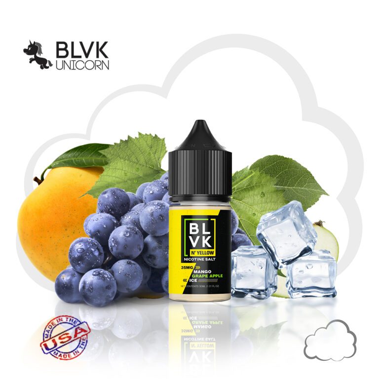 Nicsalt BLVK Yellow Mango Grape Apple Ice, frasco de 30 ml