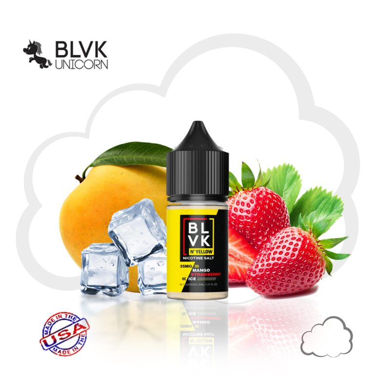 Nicsalt BLVK Yellow Mango Strawberry Ice, frasco de 30 ml