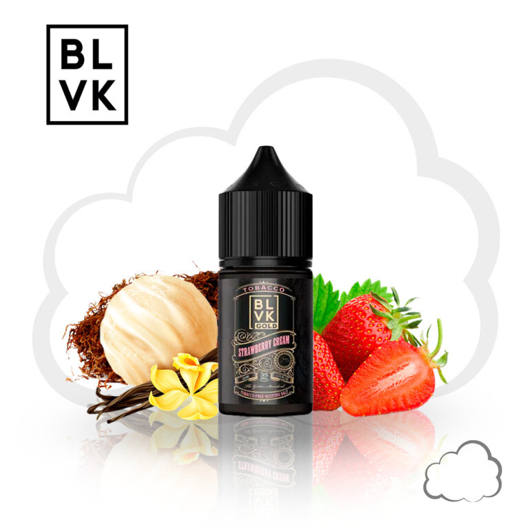 Nicsalt BLVK Gold Tobacco Strawberry Cream, frasco de 30 ml
