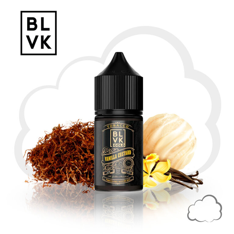 Nicsalt BLVK Gold Tobacco Vanilla Custard, frasco de 30 ml
