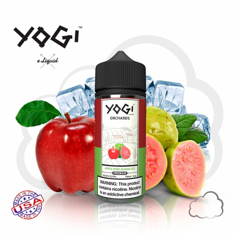 Juice Yogi Apple Pink Guava Ice, frasco de 100 ml