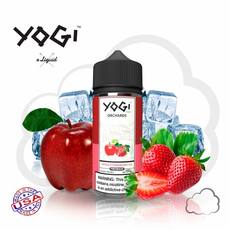 Juice Yogi Apple Strawberry Ice, frasco de 100 ml