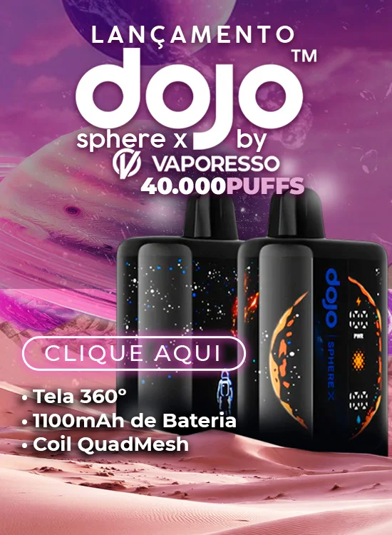 Lan&ccedil;amento Vaporesso DOJO Sphere X: descart&aacute;vel de 40.000 puffs com tela 360 graus, bateria de 1.100 mAh e coil QuadMesh